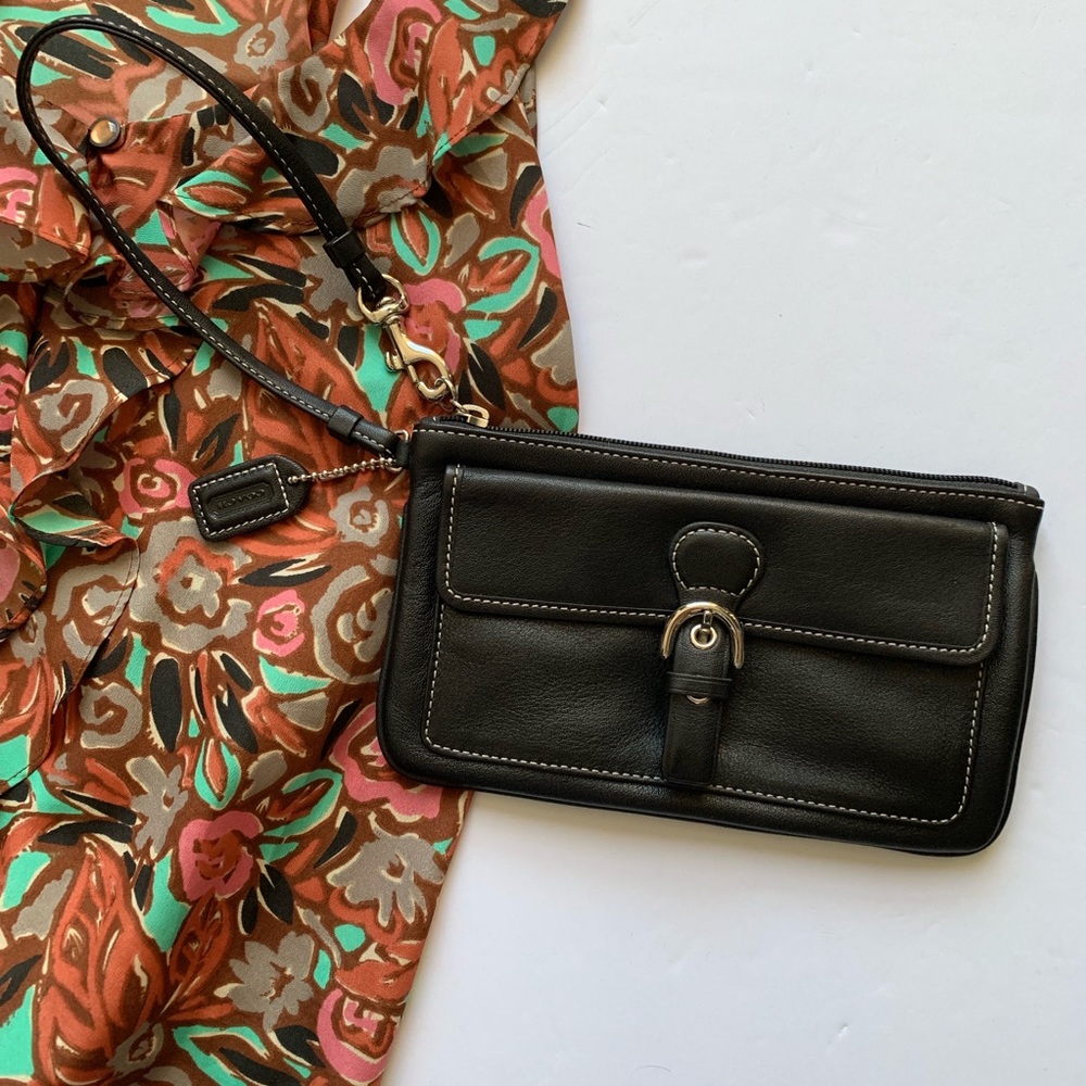 Coach Black Leather Wristlet